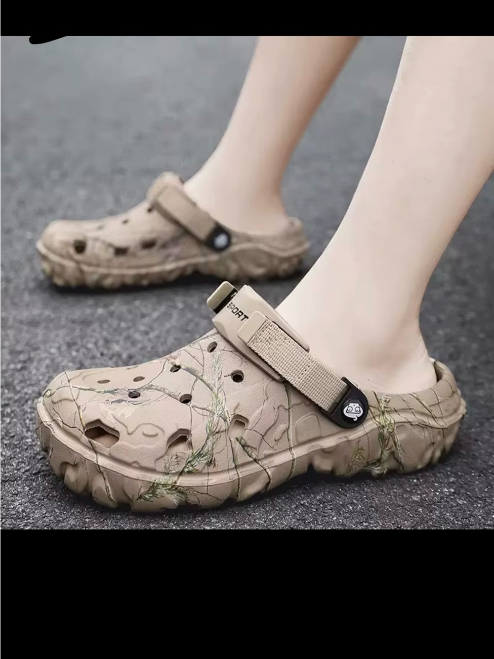 Mens/Womens Tan Camo Slip-On Comfort Clog with Adjustable Strap